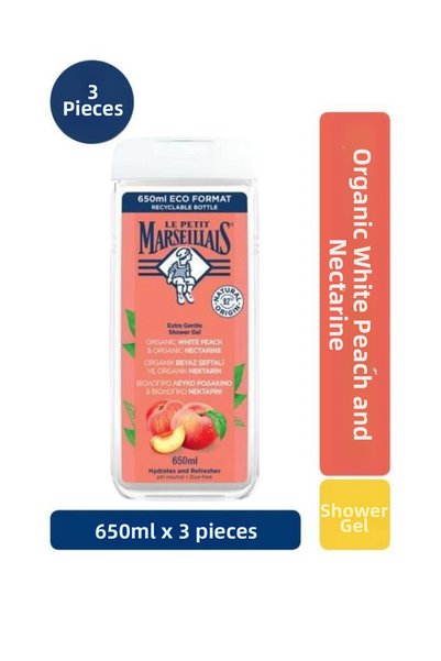 Le Petit Marseillais White Peach and Nectarine Shower Gel 650 ml X3