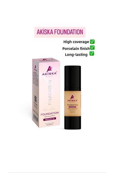 akiska كريم أساس عالي التغطية من البورسلين ذو صورة ناعمة يدوم طوال اليوم 30 م...