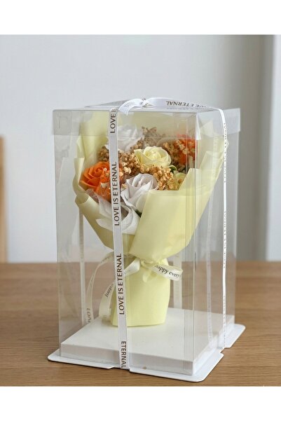 BAKBURAYA YAPAY ÇİÇEKÇİLİK Large Boxed Yellow Feather Decorated Rose Gift Arr...