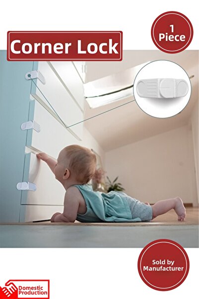 İdeal Baby 1Pc Security Safety Lock Multi-Purpose Corner Lock Cabinet Oven Lo...