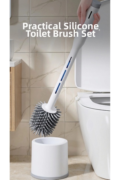 lowell home Silicone Toilet Brush Cleaning Set with Detergent Container
