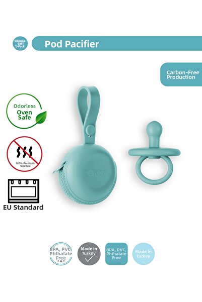 OiOi Aqua Green Set of Two Pacifiers-Pod
