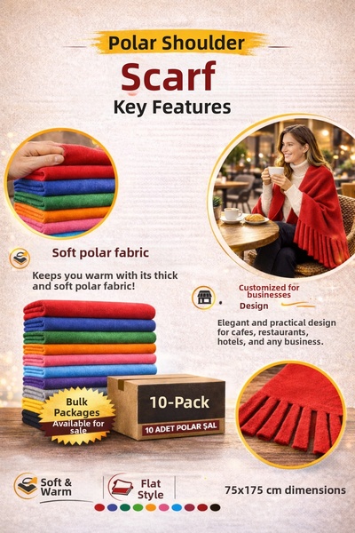 cartzen Πολικό σάλι ώμου 75x175 εκ. Συσκευασία 10 τεμαχίων – Χοντρό σάλι με φ...