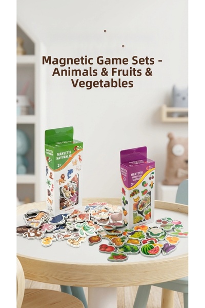 lowell home Educational Magnetic Toy Set 56 Pieces Animal Vegetable Fruit Magnet