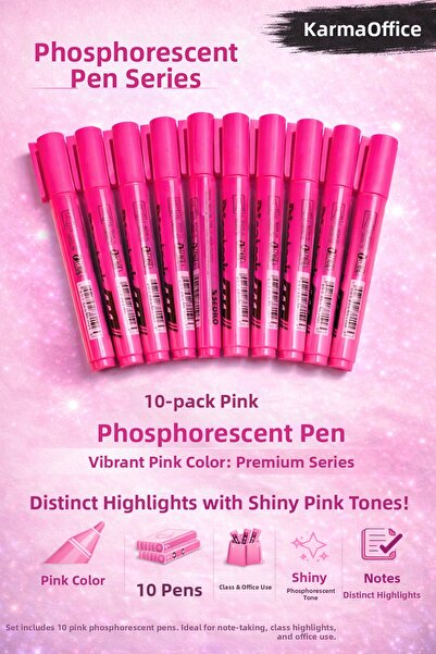 KarmaOfis Highlighter Pen Set of 10 – Pink Highlighter