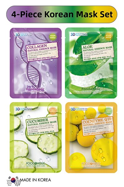 FOODAHOLIC Face Mask 3D Moisturizing Korean Mask Set Fruit Vegetable Extracts...