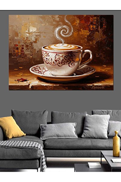 Artmeg Classic Fincanda Coffee with Lots of Foam Decorative Canvas - Mdf Wood...