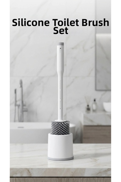 lowell home Ergonomic Silicone Toilet Brush with Detergent Container