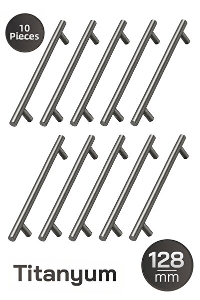 Badem10 (10 Pieces) Titanium Color 128 mm 12.8 cm Metal Furniture Kitchen Cab...