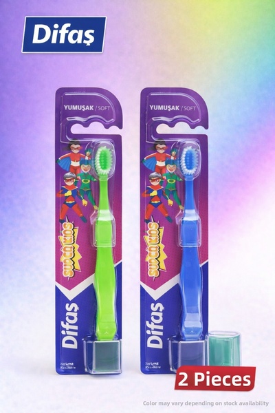 CT STONES فرشاة أسنان ديفاش كيدز للأطفال 2 قطعة ذات شعيرات ناعمة مع غطاء واقي