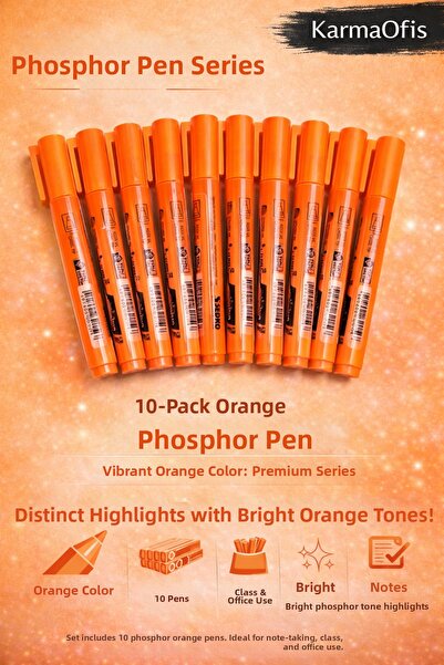 KarmaOfis Highlighter Pen Set of 10 – Orange Highlighter