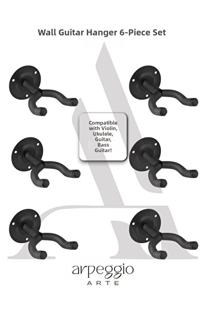 arpeggio ARTE 6 Pieces of Wall-Mounted Guitar Hangers – Instrument Wall Mount...