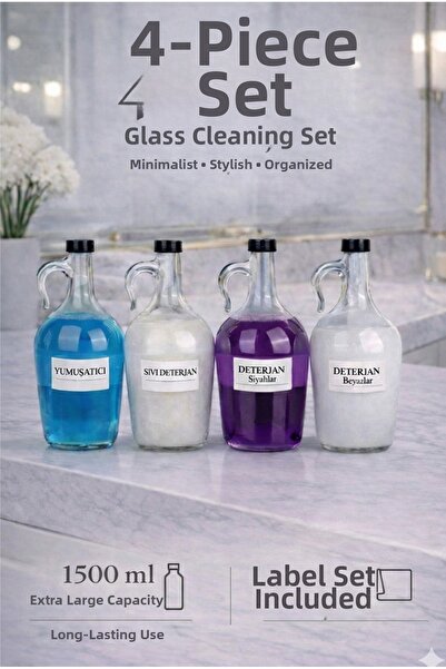 Karçiçeği Home Σετ μπάνιου 4 τεμαχίων μπουκαλιών Μαλακτικό γυαλιού Απορρυπαντ...