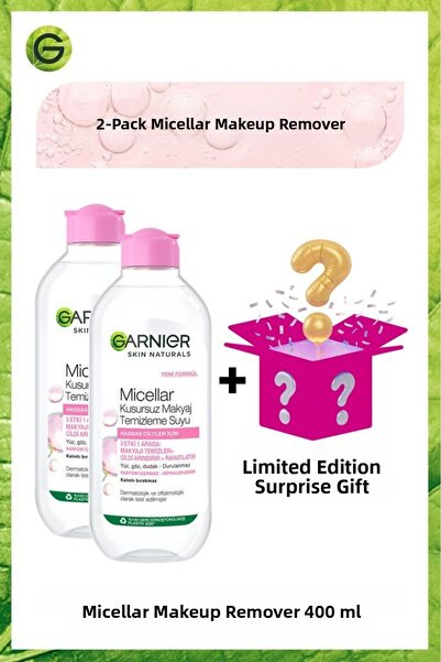 Garnier 2-Pack Garnier 400 ml Perfect Makeup Remover Micellar + Surprise Box ...