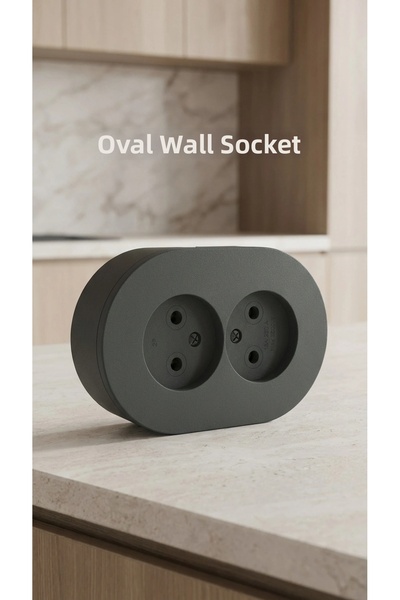 Eco Lounge Anthracite Colored Double Grounded Electrical Socket Surface Mount...