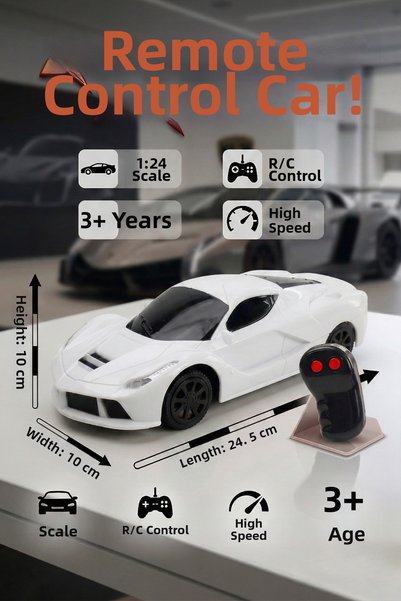 craftivio Remote Control Car 1:24 Scale Semi-Functional Forward Backward Movi...
