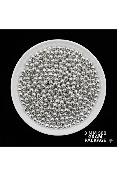Ralp Moda 3 mm Silver Color Ccb Coated Plastic Beads 50 Gr.