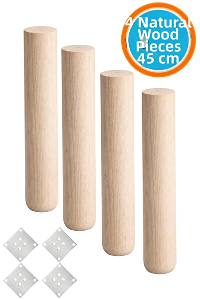 NZB (4 Pieces) Natural Wood Unpainted Cylinder Table Coffee Table Leg Natural...