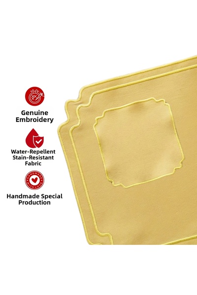Solterra Design 4-Piece Baroque Embroidered Service Set for 2 People (2 Pieces Placemat , 2 Pieces Service Napkins)