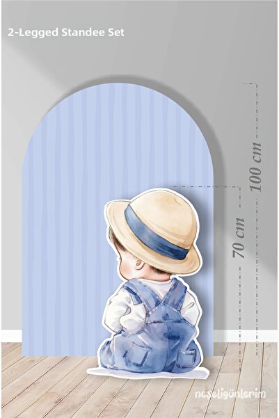 neşeli günlerim Set de 2 panouri cu picioare, albastru cu dungi Fundal, Bebel...