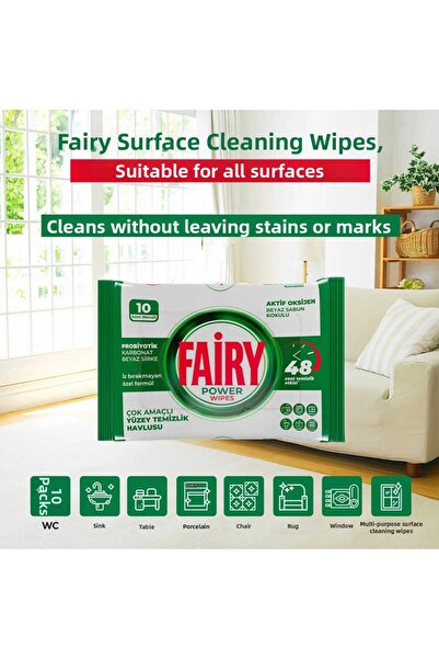 Fairy 10-Pack of Surface Cleaning Towels - White Soap