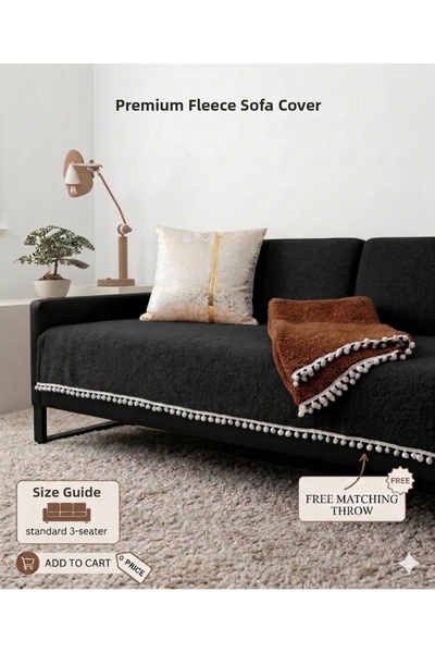 GHZAL Home Collection غطاء أريكة تيدي كيرلي من القطيفة لثلاثة أشخاص، منطقة جل...