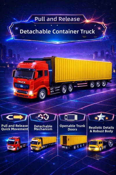 ZİVENTA 30 cm Pull and Drop Detachable Dorse Container Truck with Opening Lug...