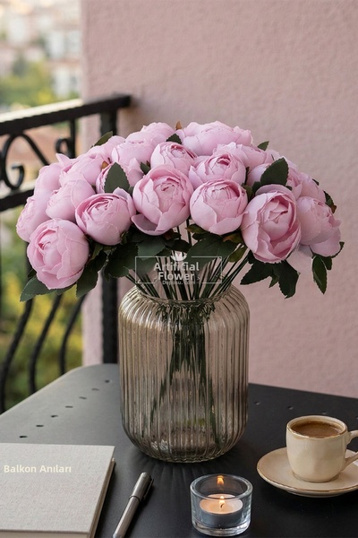 Yapay Çiçek Deposu Flori artificiale 12 bucăți Buchet de bujori 35 cm Liliac