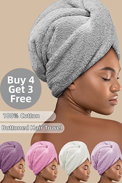 Miss Paris Home Κουμπί Ελαστική Πετσέτα Μαλλιών - Στέγνωμα Μαλλιών για Περιπο...