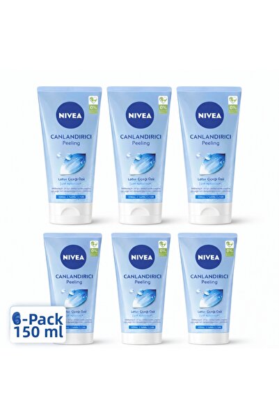 NIVEA مقشر منشط للوجه 150 مل، منقي، مرطب، زهرة اللوتس، فيتامين إي × 6 قطع