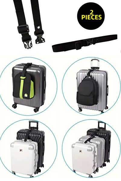 usin 2Pcs Black Adjustable Suitcase Bag Luggage Combining Binding Strap Belt ...