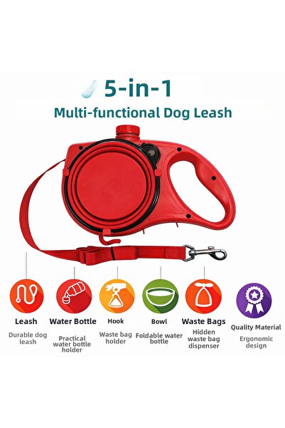 Deku 5-in-1 Multifunctional Dog Collar with Water Bowl, Food Bowl, and Bag Co...