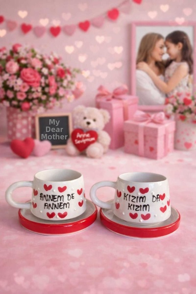 CEYU SERAMİK Mommy, Mommy & Daughter, I'M Also a Daughter, 2-Piece Coffee Mug...