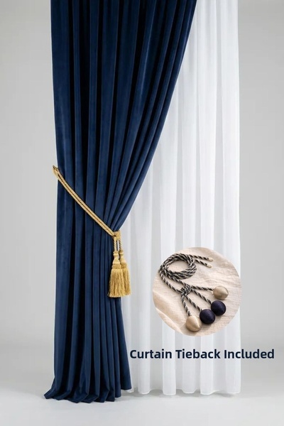 İNCİLİFE لون أزرق داكن مخمل msi لوحة ستارة – 1/3 ثنيات كثيفة قطعة (V-24) (هدي...