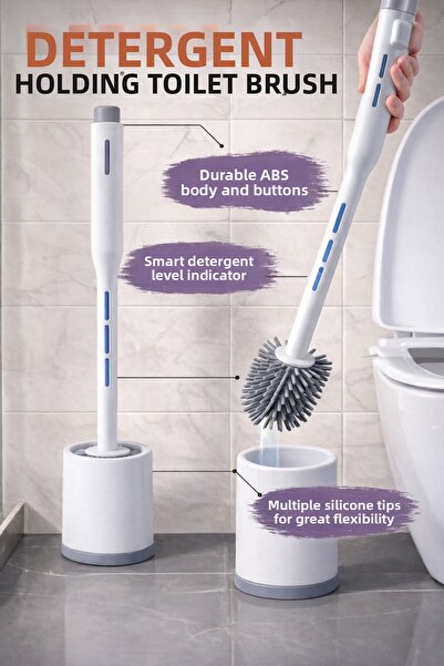 Gülümseten Avm Perie de toaletă din silicon cu recipient pentru detergent și ...