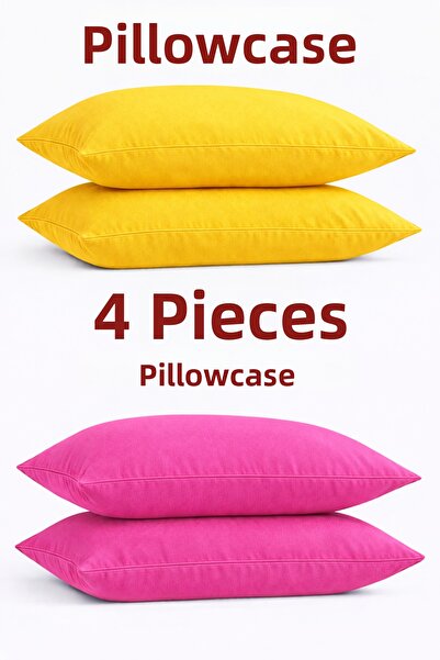 SADEN HOME قطن غطاء وسادة أصفر-وردي 50×70 سم