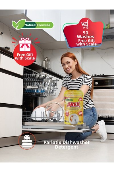 AREX بارلاتكس منظف غسالات الأطباق + مسحوق غسيل الملابس 100 غسلة (50+50) مع هدية