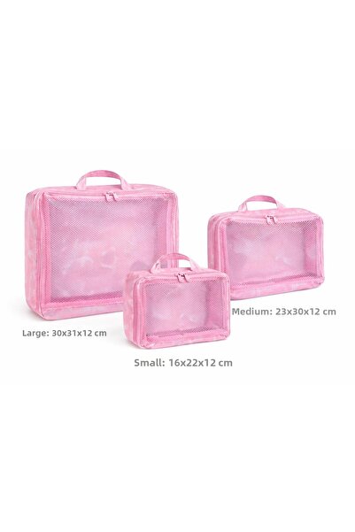 4nio 3-Piece Suitcase Organizer Set-Organizer-With Mesh Cover-With Zipper