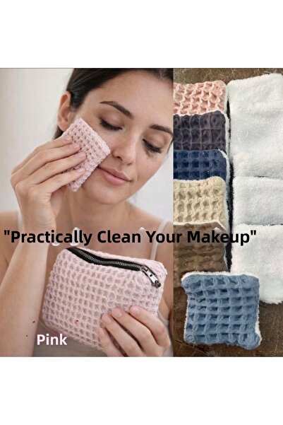 ozlıkaa "Waffle Makeup Bag Pieces + 5-Piece Washable Makeup Removal Pads Set"