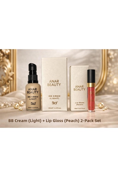 Anar Beauty Bb Cream-30Ml (Light) + Lip Gloss - Shine Lip Oil Gloss (Peach) Set