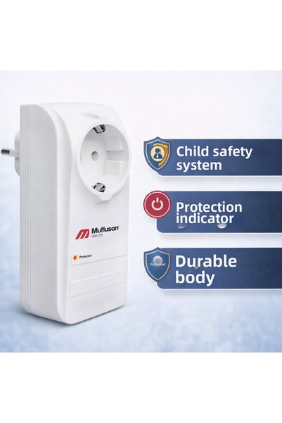 Mutlusan Electric Single Surge Protection Socket 630 Joules Current Protection Socket 16A 3500W Child Proof Surge Protector