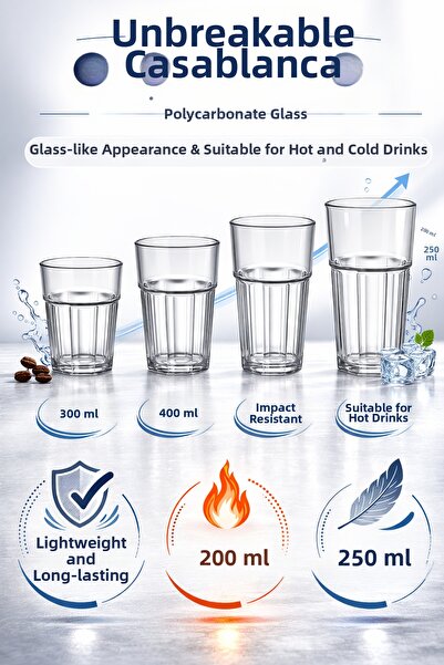 İstanbul Horeca Polycarbonate Casablanca Glass Unbreakable Glass Appearance 6...