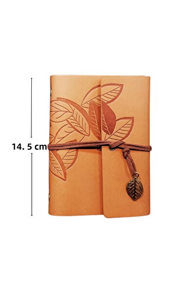 Zeynep Büyükbay Yaprak Patterned Small Size Leather Notebooks |   Brown
