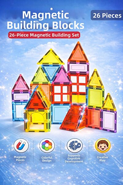 hak-iş oyuncak 26 Piece Magnetic Building Blocks Set