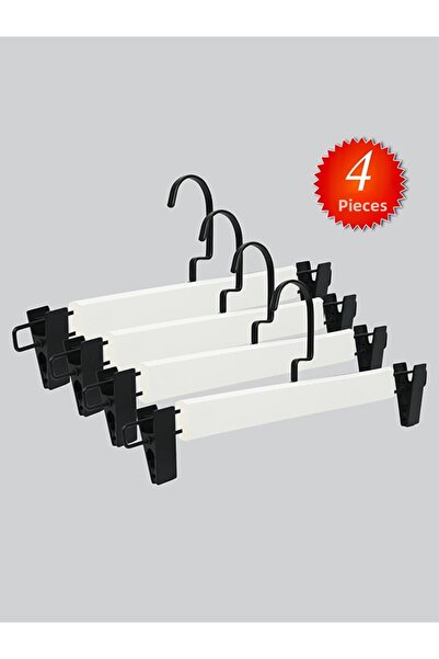 NYN Wooden (Black Hook Lama) Skirt and Trouser Hangers with Latches, 4 Pieces