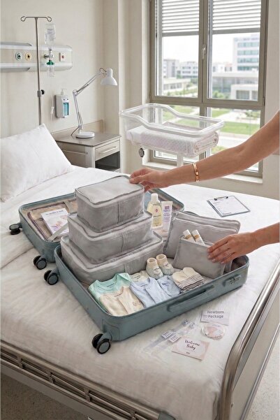 Özlem Toys مستلزمات رعاية الأطفال بعد الولادة من المستشفى حقيبة قطعة شبكية 6 قطع