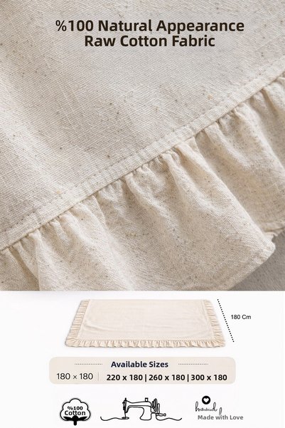 cotton maison Natural Ruffled Sofa Cover Shawl Vintage 180X180 cm