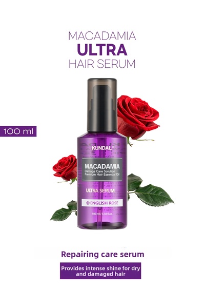Kundal سيروم ترميم الشعر الجاف والتالف، سيروم ماكاداميا ألترا للشعر (الورد ال...