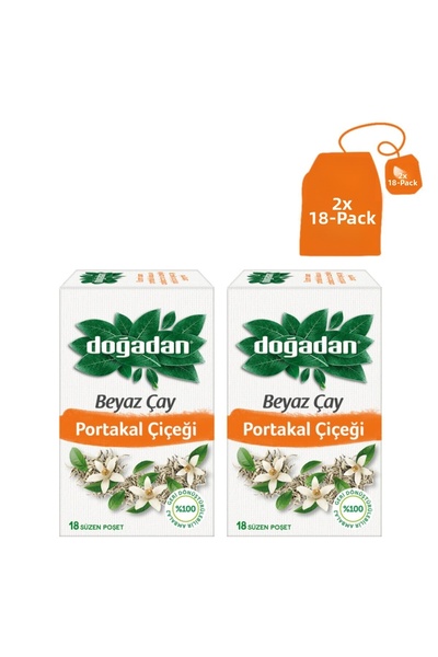 Doğadan شاي أبيض بزهر البرتقال 18 قطعة × 2
