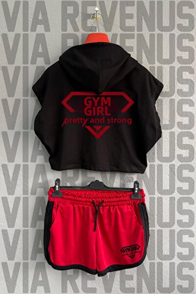 Vordevia طقم رياضي نسائي من Gym Girl مطبوع مصنوع من القطن بنسبة 100% بغطاء رأ...